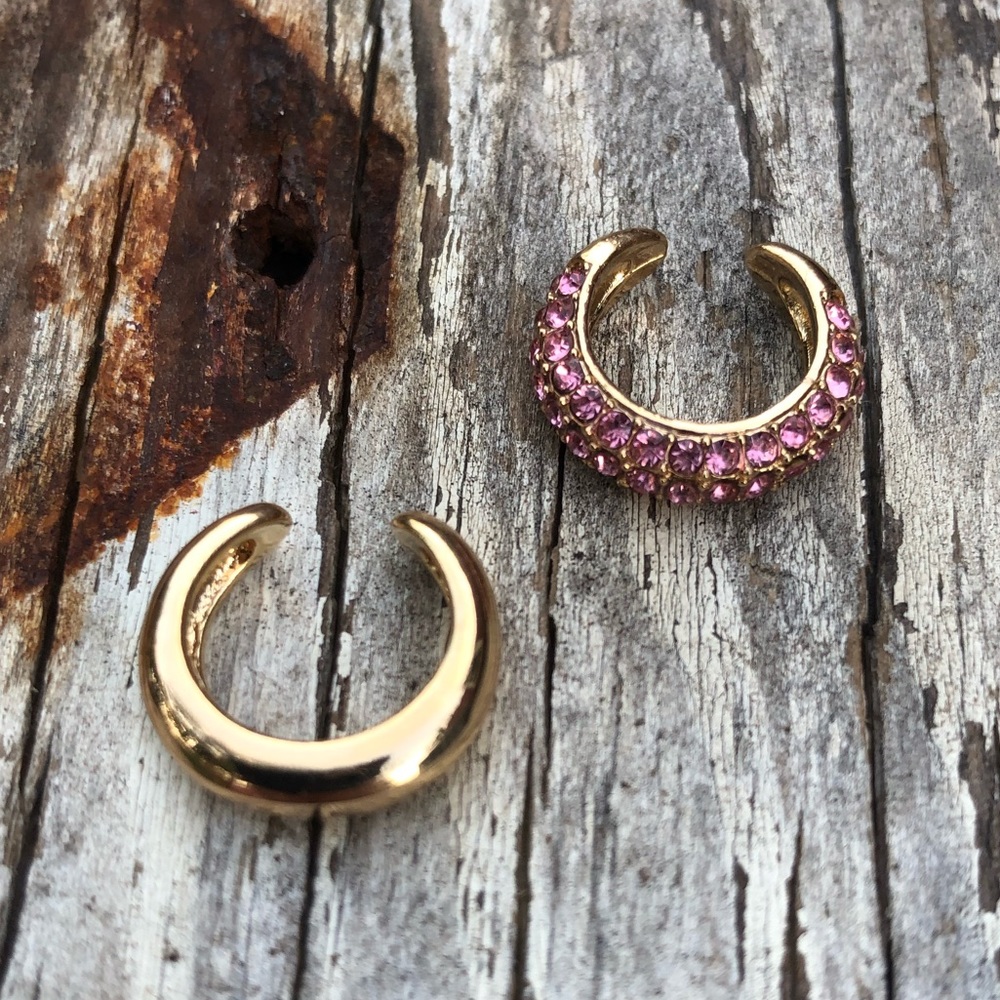 LANA Gold & Pink Pavè Huggie Ear Cuffs! - Picture 2 of 5